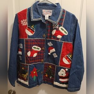 Womans Tantrum Holiday Patchwork Denim Jacket